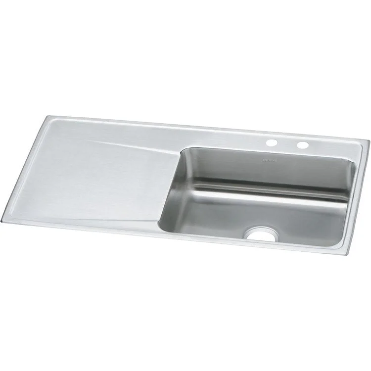 Kitchen Sink Lustertone Classic 43 x 22 Inch Single Bowl with Left Drainboard MR2 Hole Lustrous Satin Drop-In 7-5/8 Inch