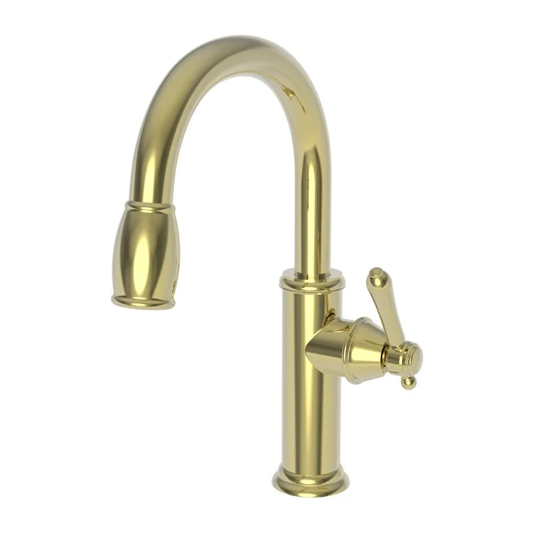 Bar Faucet Chesterfield 1 Lever ADA Polished Brass Uncoated Living Pull-Down Swivel Brass Spout Height 8-1/6 Inch 1.8 Gallons per Minute