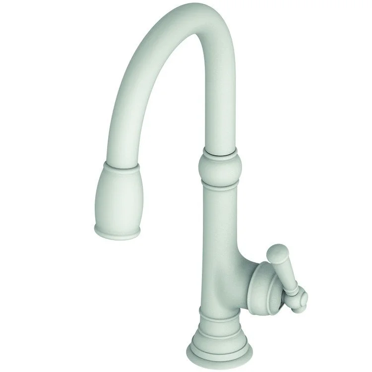 Kitchen Faucet Jacobean 1 Lever ADA Matte White Pull Down Spout Height 9-4/5 Inch 1.8 Gallons per Minute