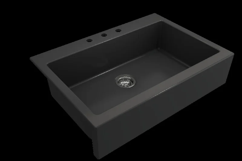 Nuova 34" x 24" x 10" Single-Basin Farmhouse Apron Front Kitchen Sink in Matte Dark Gray