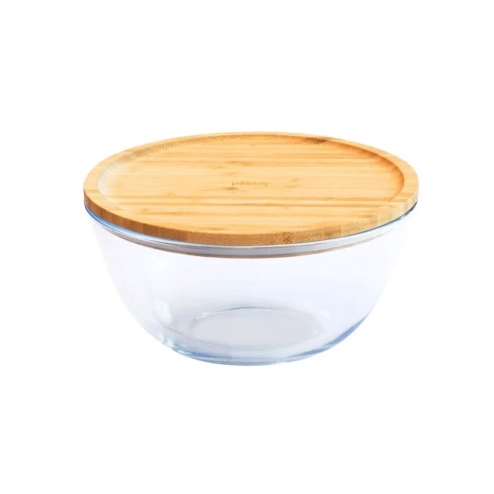 Pebbly - Glass Mixing Bowl With Bamboo Lid 770ml