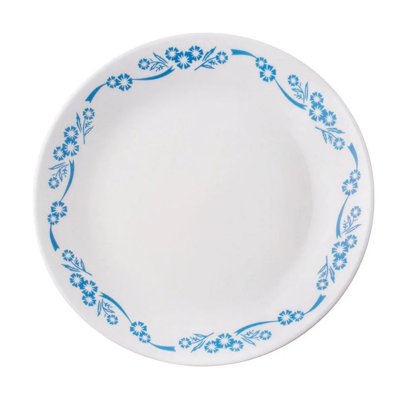 Corelle  Livingware  Blue/White  Glass  Cornflower  Luncheon Plate  8-1/2 in. Dia. 1 pk