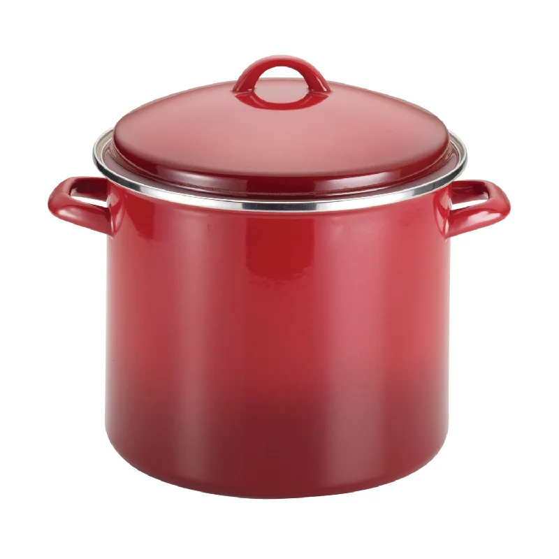 Rachael Ray 12qt Enamel on Steel Stockpot w/ Lid Red Gradient