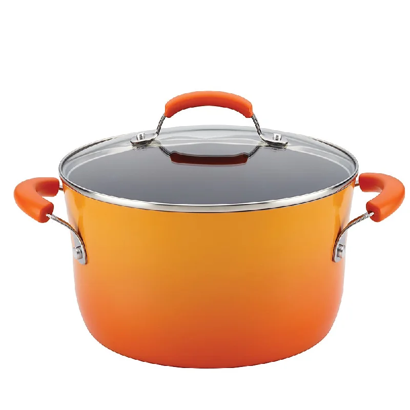 Rachael Ray Classic Brights 6-Quart Stockpot with Lid Orange Gradient