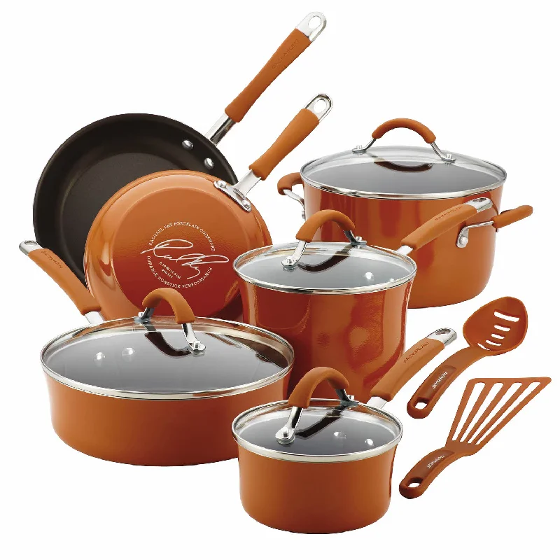 Rachael Ray Cucina 12pc Hard Enamel Cookware Set - Orange