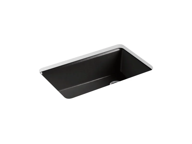 Riverby 33" x 22" x 9.63" Single-Basin Undermount Kitchen Sink in Black Black