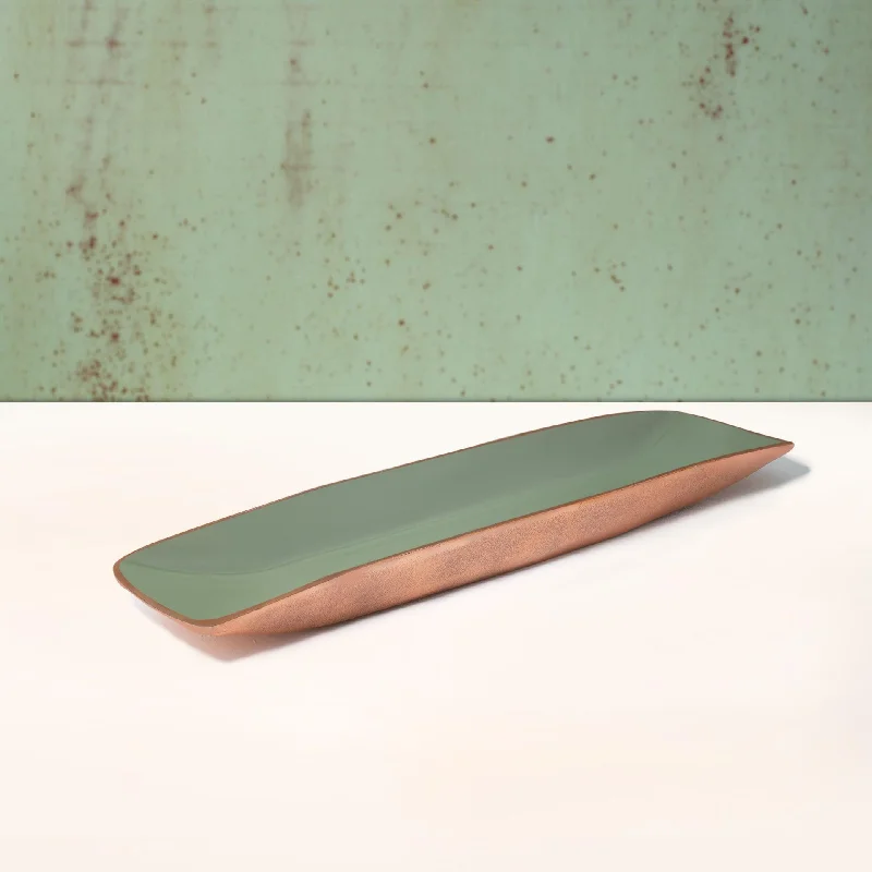 sap green metal-enamel fusion platter