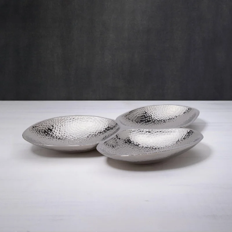 silver triple metal platter