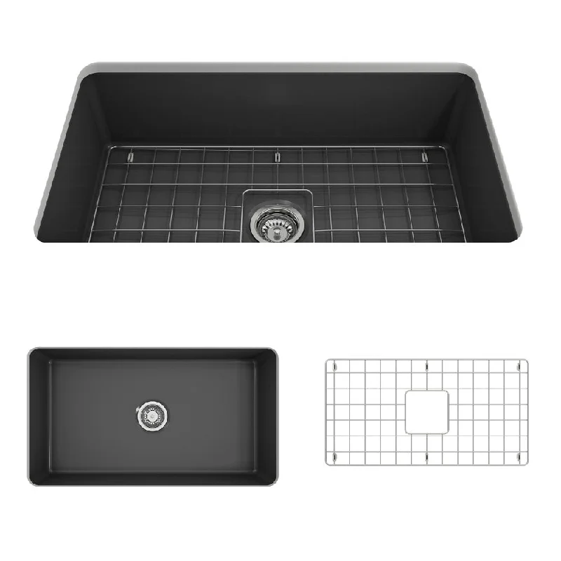 Sotto 32" x 19" x 10" Single-Basin Undermount Kitchen Sink in Matte Dark Gray