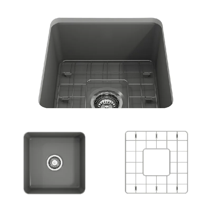 Sotto 18" x 18" x 8" Single-Basin Undermount Kitchen Sink in Matte Gray