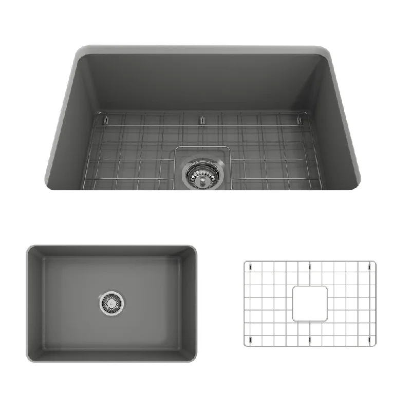 Sotto 26.75" x 19" x 10" Single-Basin Undermount Kitchen Sink in Matte Gray