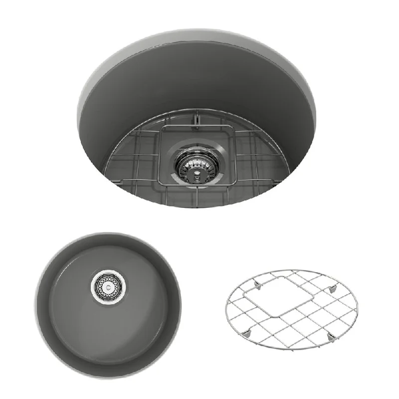 Sotto 18.5" x 18.5" x 9" Single-Basin Undermount Kitchen Sink in Matte Gray