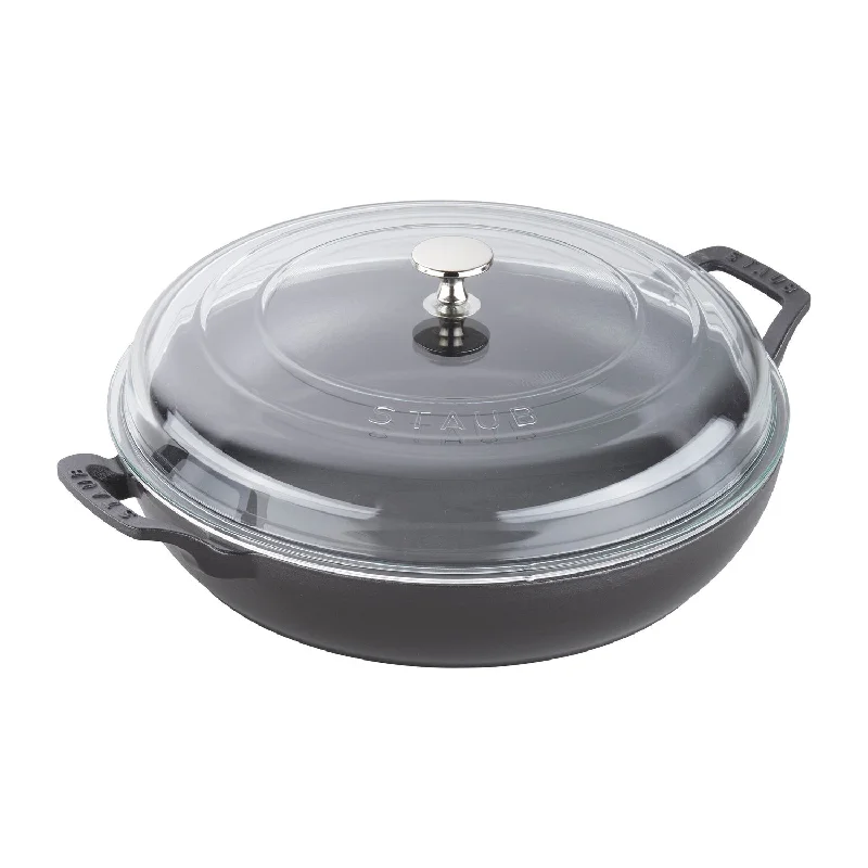 Staub 3.5qt Cast Iron Braiser w/ Glass Lid Black Matte