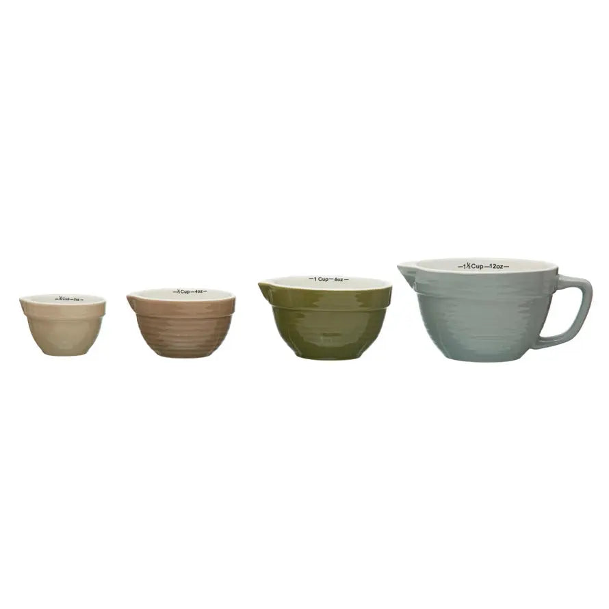 Stoneware Batter Bowl Measuring Cups, Set of 4