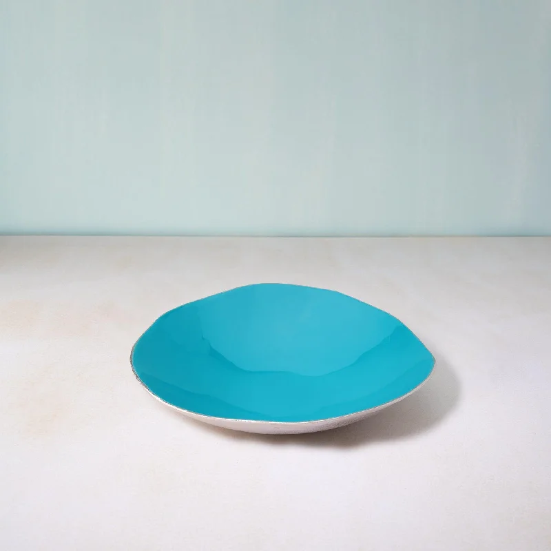 teal metal-enamel fusion platter- large