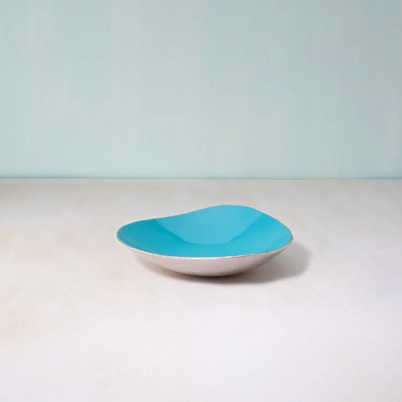 teal metal-enamel fusion platter- medium