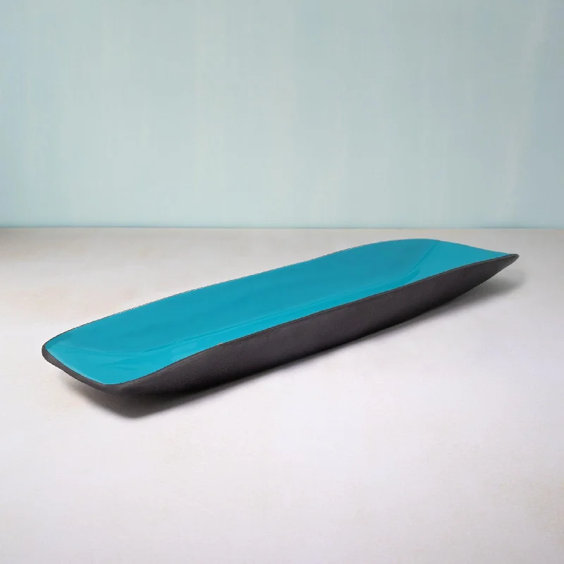 teal metal-enamel fusion platter