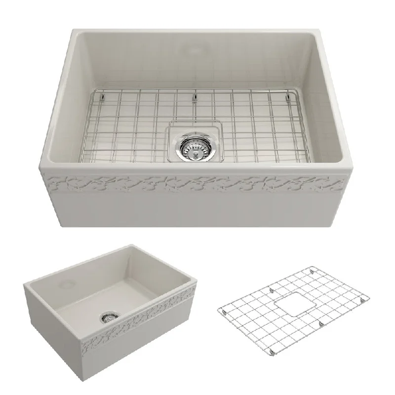 Vigneto 27" x 19" x 10" Single-Basin Farmhouse Apron Front Kitchen Sink in Biscuit