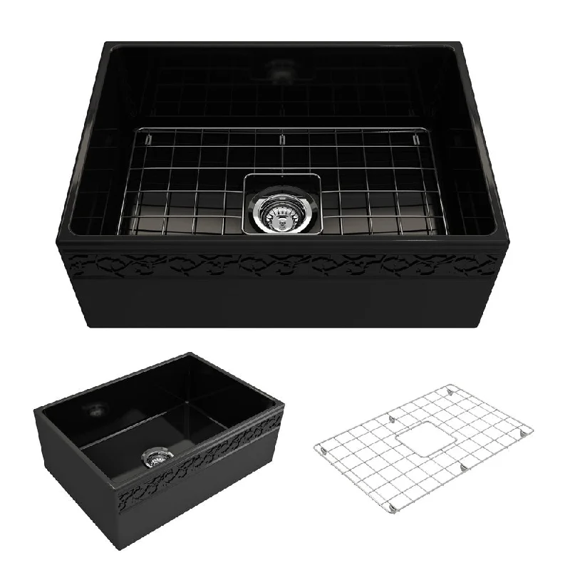 Vigneto 27" x 19" x 10" Single-Basin Farmhouse Apron Front Kitchen Sink in Black