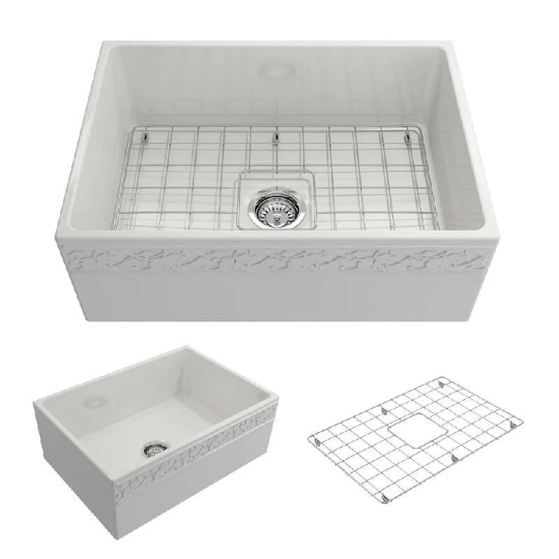 Vigneto 27" x 19" x 10" Single-Basin Farmhouse Apron Front Kitchen Sink in White