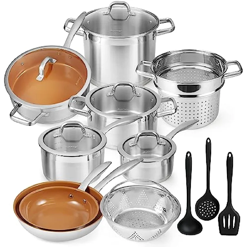 17PC Professional Stainless Steel Induction Cookware Set