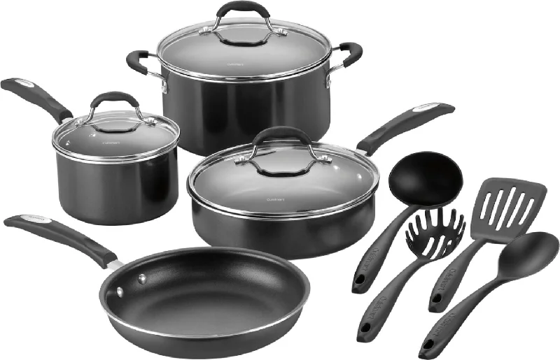 Cuisinart - 11-Piece Cookware Set - Black/Silver