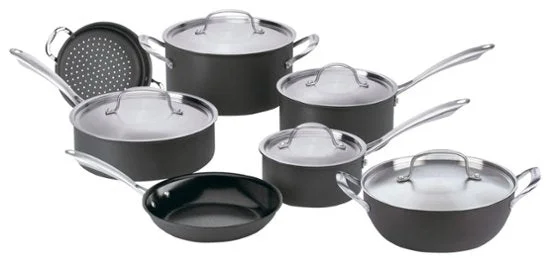 Cuisinart - GreenGourmet Hard-Anodized Nonstick 12-Piece Cookware Set - Black