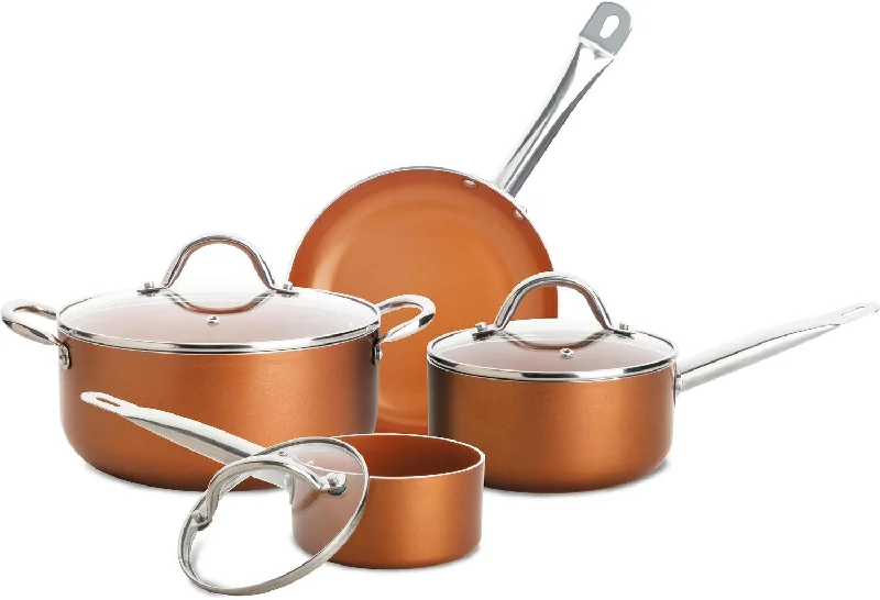 Culinary Edge 7pc Titanium Copper Ceramic Nonstick Cookware Set