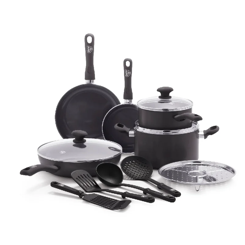 GreenLife - Diamond 13pc Ceramic Cookware Set, Black