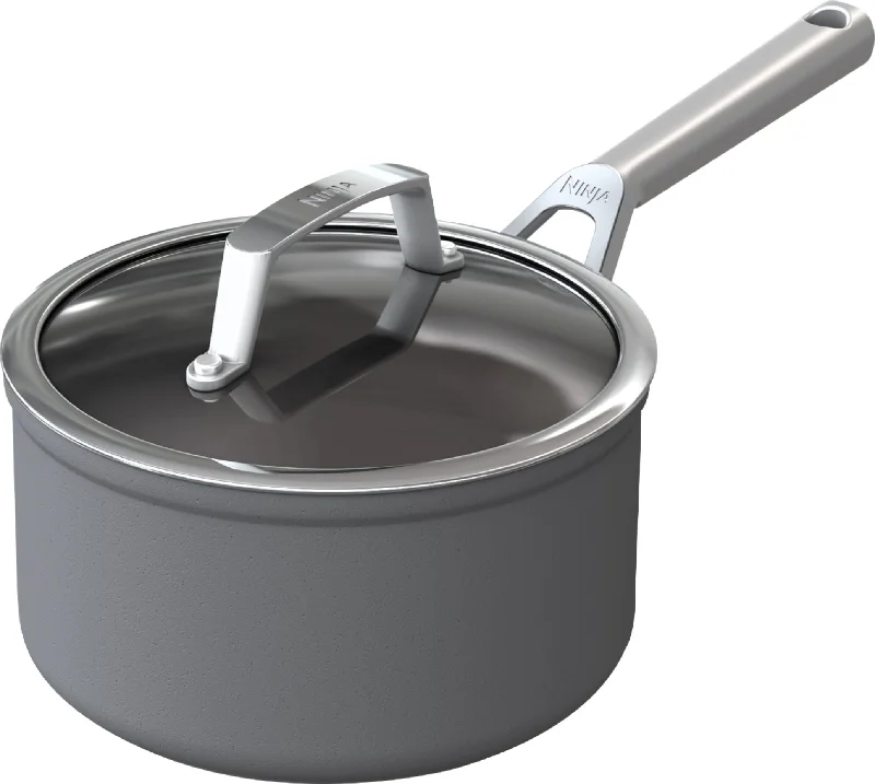 Ninja - Foodi NeverStick Premium 2 1/2-Quart Saucepan with Glass Lid - Grey