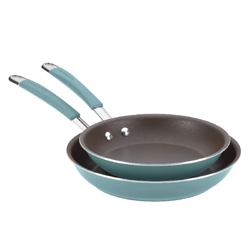 Rachael Ray 2pc Cucina Hard Enamel Skillet Set Agave Blue