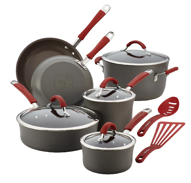 Rachael Ray Rachael Ray Cucina 12 Piece Hard Anodized Cookware Set Red