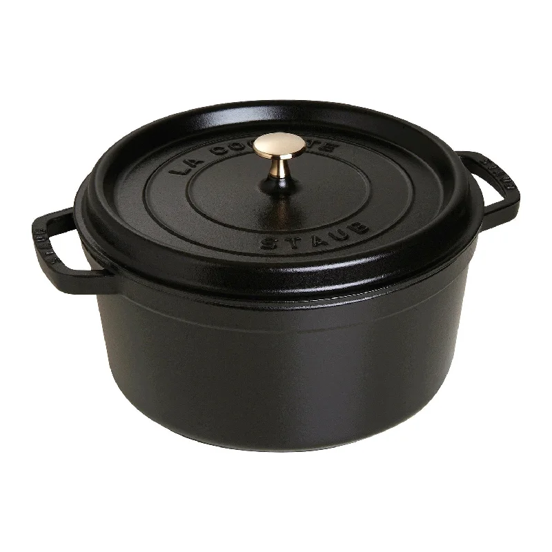 Staub Cast Iron 7qt Round Cocotte Matte Black