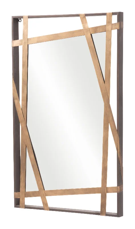 32" Accent Steel Mirror - Gold / Black