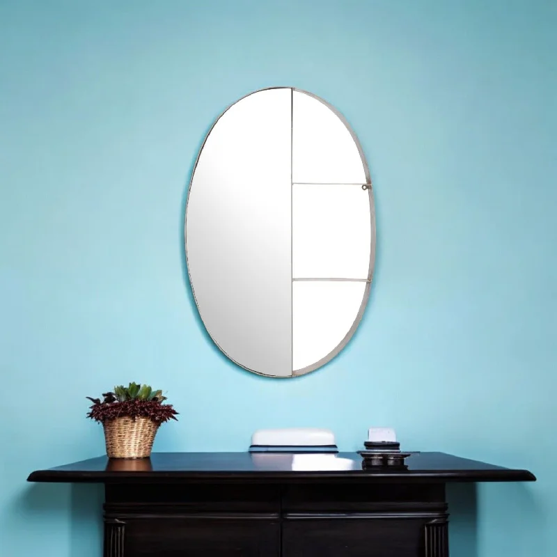 34" Oval Steel Framed Accent Mirror - Bronze