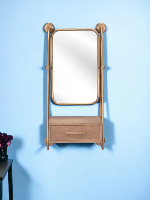 36" Steel Framed Accent Mirror - Gold