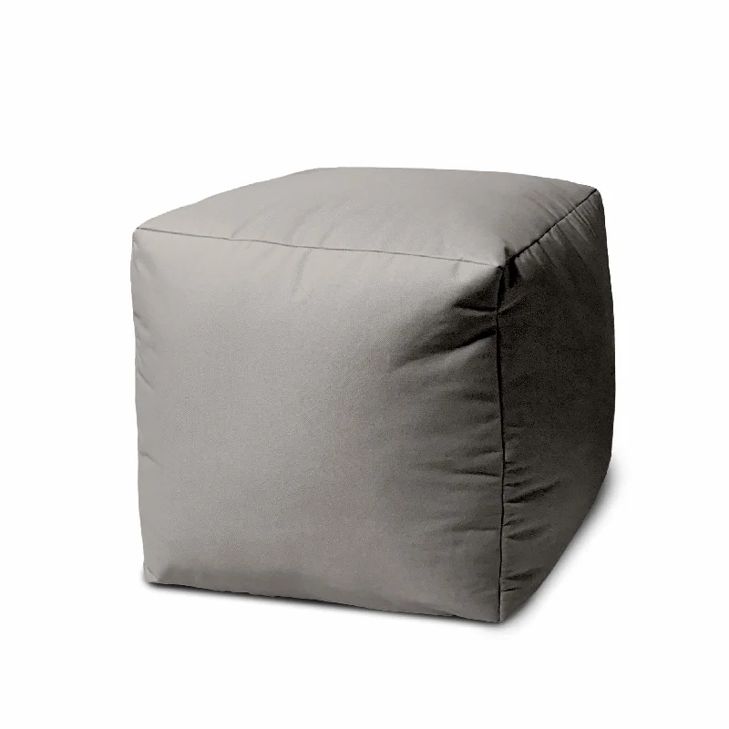 Cool Steely Solid Color Indoor Outdoor Pouf Cover - Silver Gray