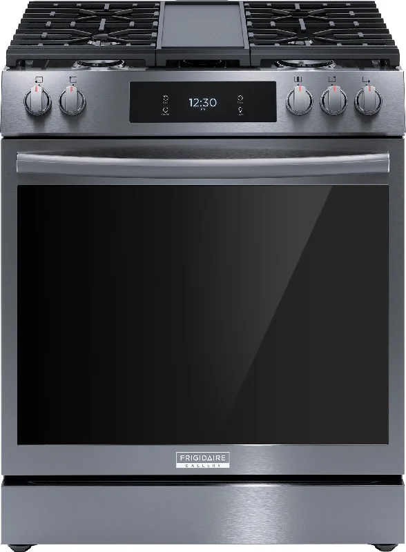 Frigidaire Gallery Black Stainless 30" Front Control Gas Range with Total Convection (6.1 Cu. Ft) - GCFG3060BD