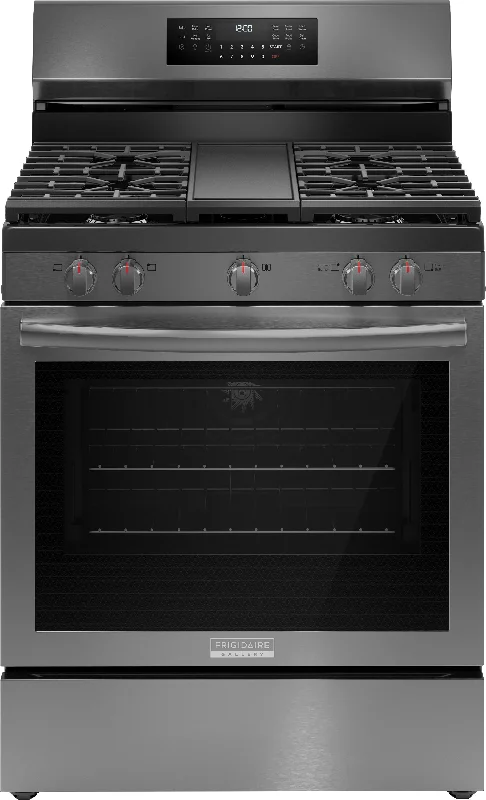 Frigidaire Gallery Smudge-Proof® Black Stainless Steel 30" Rear Control Gas Range (5.1 Cu. Ft) - GCRG3060BD