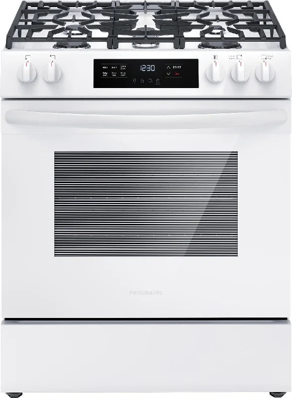 Frigidaire White 30'' Front Control Gas Range (5.1 Cu. Ft) - FCFG3062AW