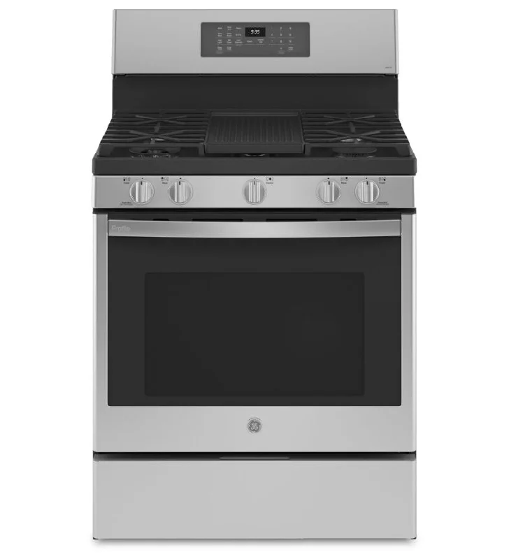 GE Profile Stainless Steel 30" Freestanding Dual-Fuel Range with Air Fry and Storage Drawer (5.7 Cu.Ft) - PC2B935YPFS