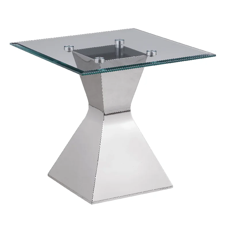 Jenny - Glass Top Stainless Steel Side End Table - Chrome