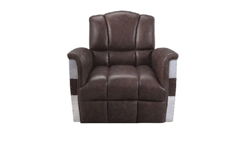 Retro Top Grain Leather And Steel Patchwork Club Chair - Brown