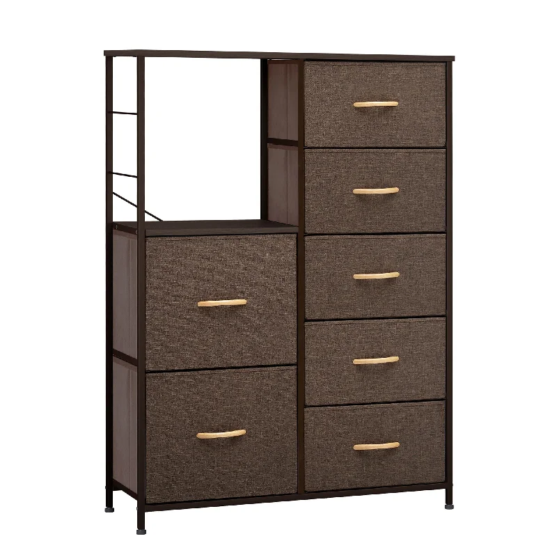 Steel And Fabric Seven Drawer Chest - Brown