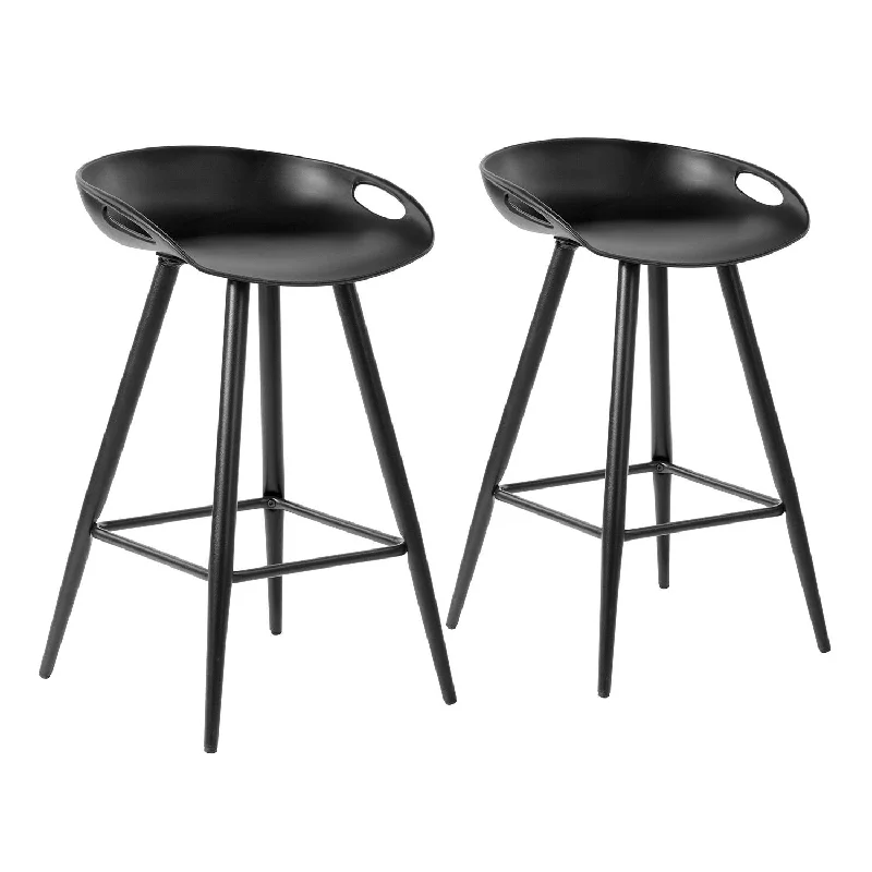 Steel Backless Counter Height Bar Chairs (Set of 2) - Black