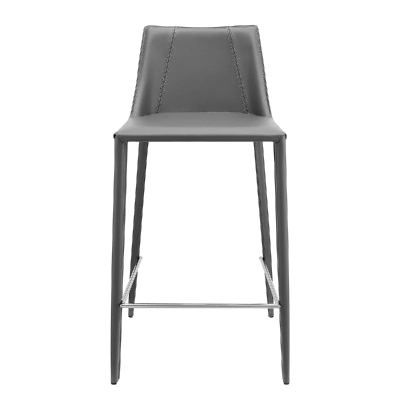 Steel Low Back Counter Height Bar Chair - Gray