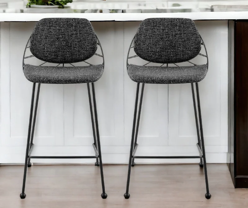 Steel Low Back Counter Height Bar Chairs (Set of 2) - Black