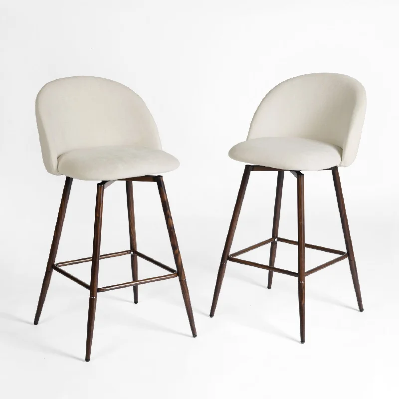 Steel Low Back Counter Height Bar Chairs (Set of 2) - Cream / Black