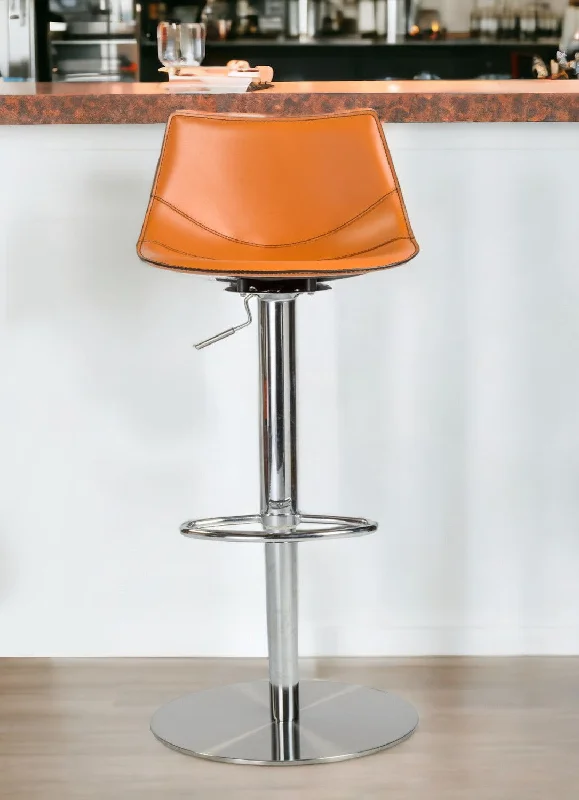 Steel Swivel Low Back Bar Height Bar Chair - Terra Cotta / Silver